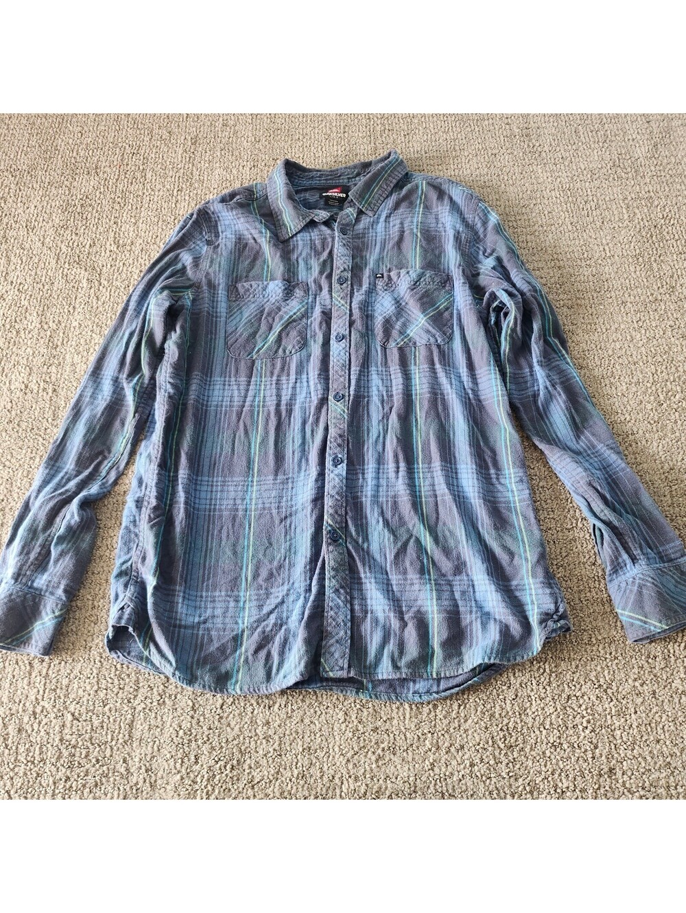 Quiksilver Men's Long Sleeve Plaid Button-Up Shirt Large